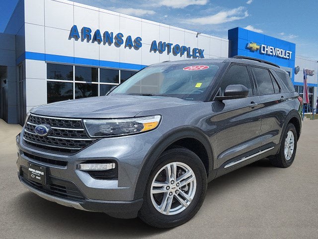 2024 Ford Explorer XLT in Gray — front three-quarter view