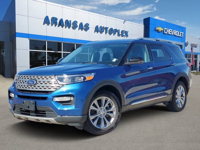 2021 Ford Explorer Limited in Blue — front three-quarter view