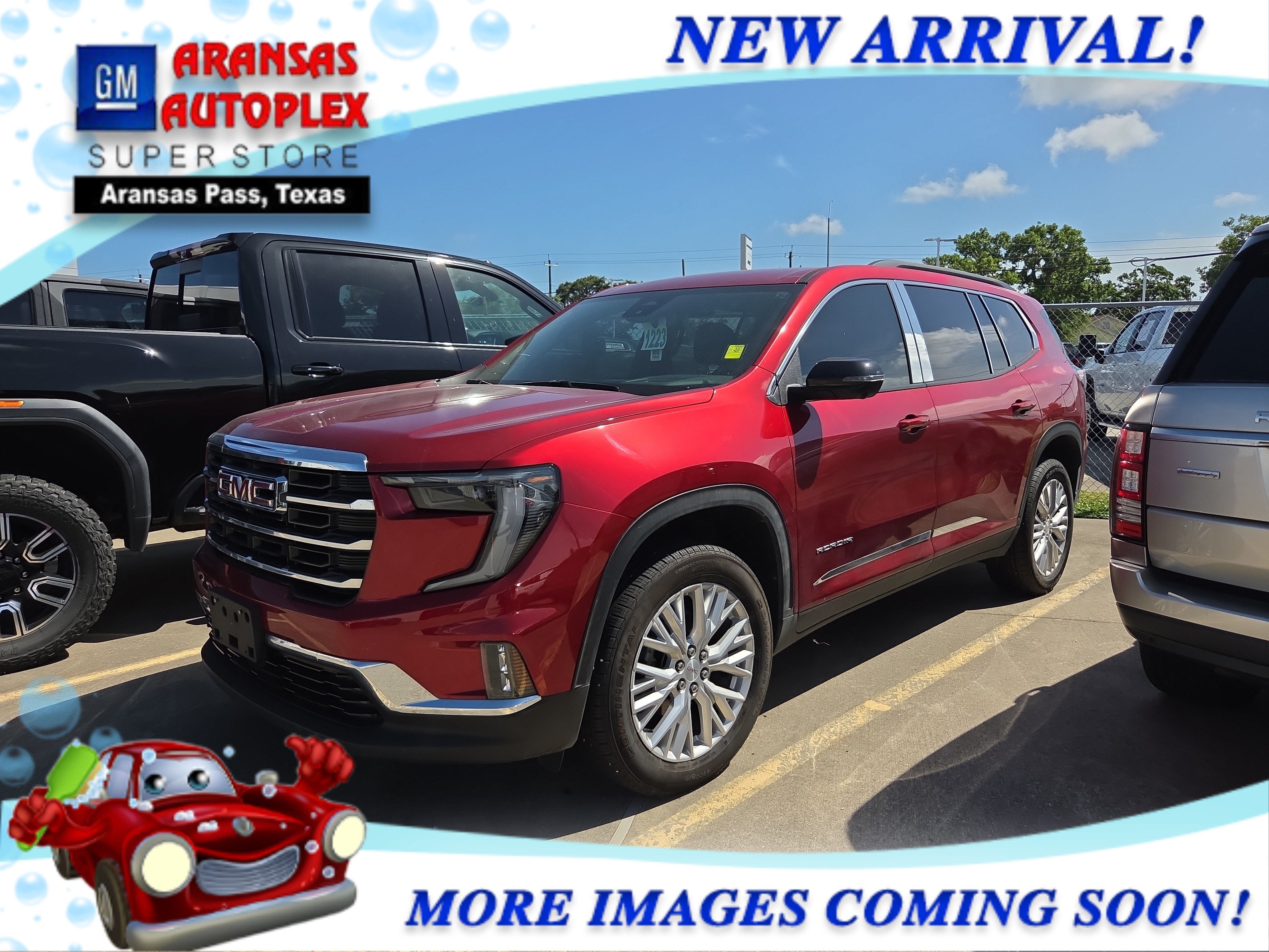 2024 GMC Acadia Elevation in Volcanic Red Tintcoat — front three-quarter view