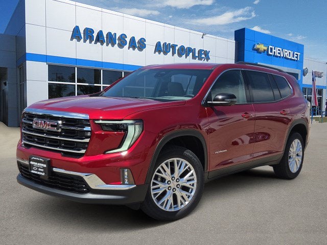 2026 GMC Acadia Elevation in Volcanic Red Tintcoat — front three-quarter view