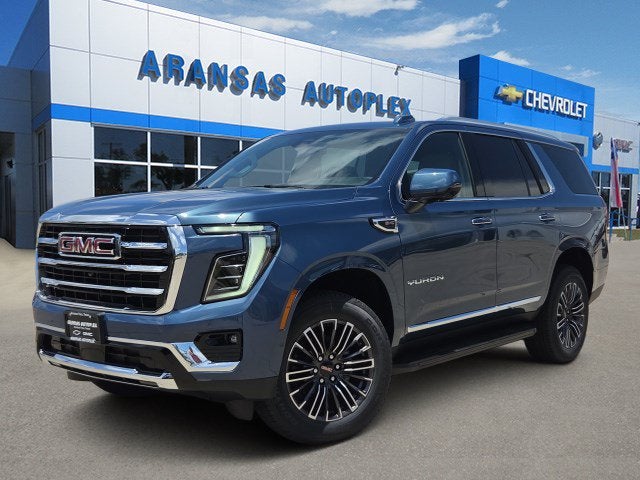 2026 GMC Yukon Elevation in Downpour Metallic — front three-quarter view