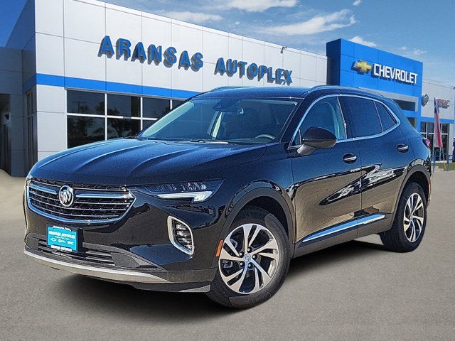 2023 Buick Envision Essence in Ebony Twilight Metallic — front three-quarter view
